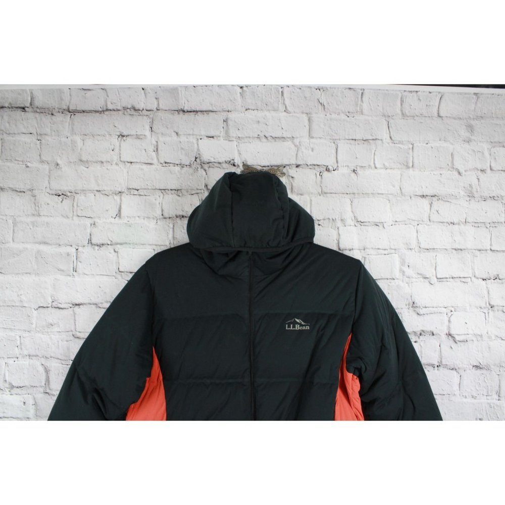 LL Bean Black Orange Polyester Outer Shell Down Hooded Puffer Jacket L - Picture 3 of 10